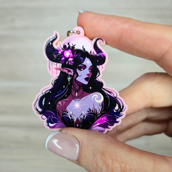 Dark Fantasy Elf Colored Acrylic Charm Keychain - 2" (50mm)