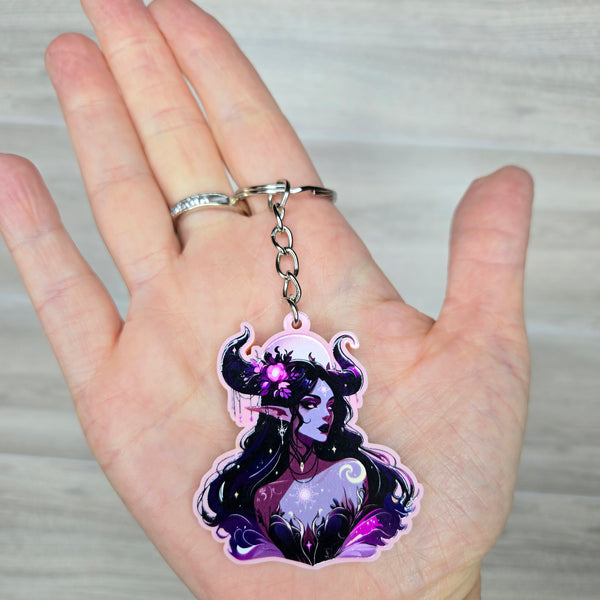 Dark Fantasy Elf Colored Acrylic Charm Keychain - 2" (50mm)