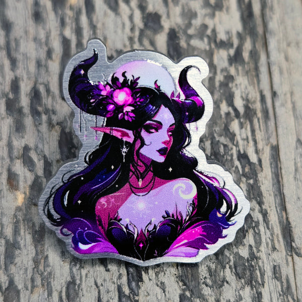 Celestial Rose Metal Pin - Gothic Fantasy Decorative Badge