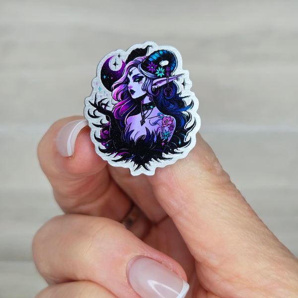 30mm Midnight Mischief Metal Pin - Gothic Fantasy Decorative Badge