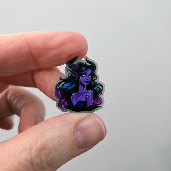 25mm Cosmic Fairy Eco-Friendly Metal Pin - Gothic Fantasy Decorative Badge