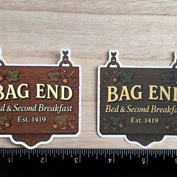 Bag End Hobbit Sign Sticker - Lord of the Rings Bed & 2nd Breakfast Vinyl Decal