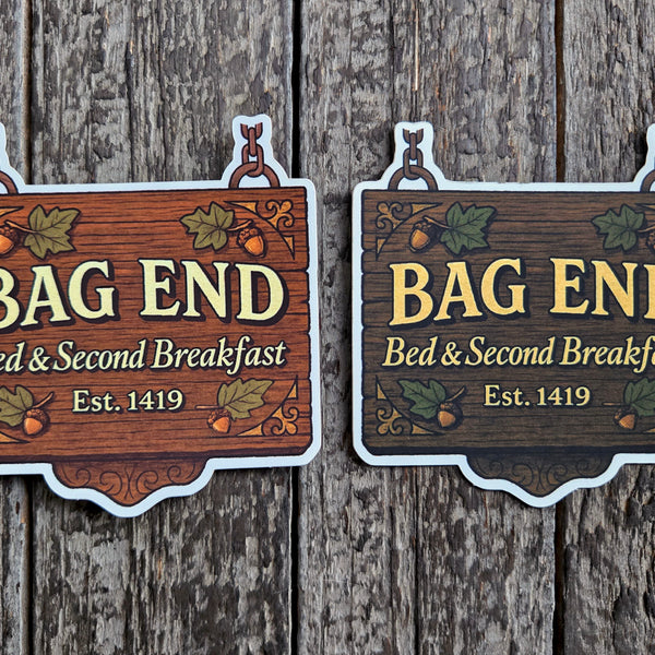 Bag End Hobbit Sign Sticker - Lord of the Rings Bed & 2nd Breakfast Vinyl Decal