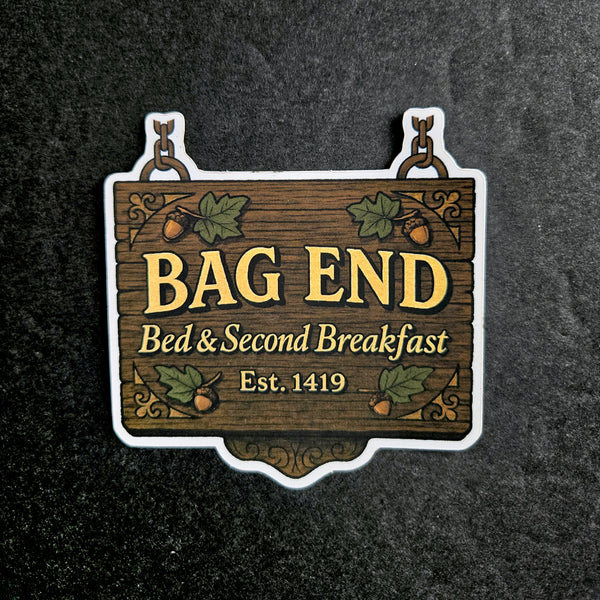 Bag End Hobbit Sign Sticker - Lord of the Rings Bed & 2nd Breakfast Vinyl Decal