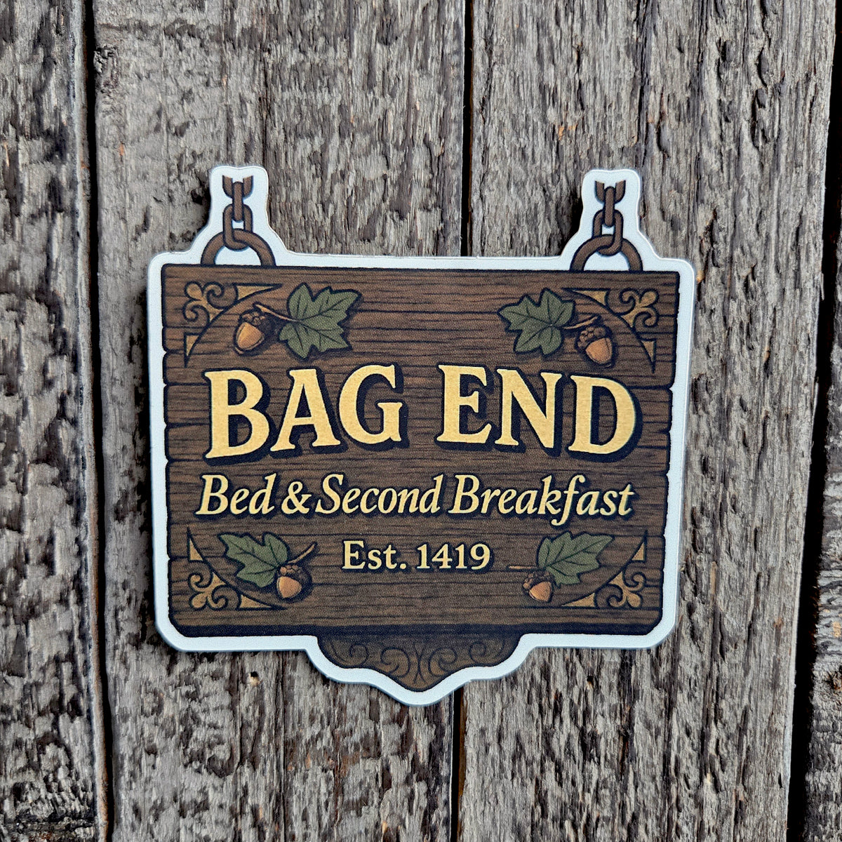 Bag End Hobbit Sign Sticker - Lord of the Rings Bed & 2nd Breakfast Vinyl Decal