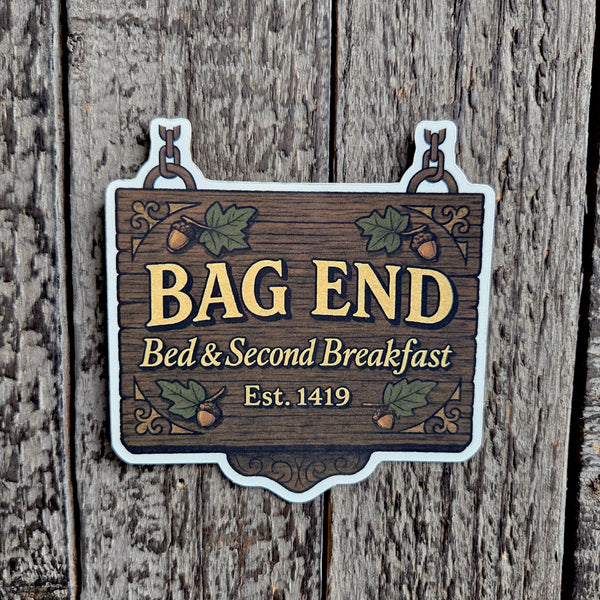 Bag End Hobbit Sign Sticker - Lord of the Rings Bed & 2nd Breakfast Vinyl Decal