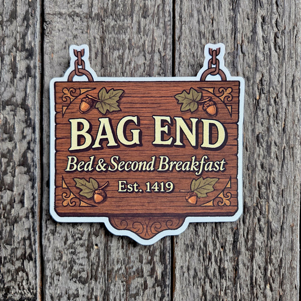 Bag End Hobbit Sign Sticker - Lord of the Rings Bed & 2nd Breakfast Vinyl Decal