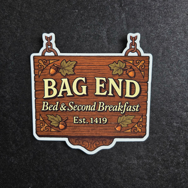 Bag End Hobbit Sign Sticker - Lord of the Rings Bed & 2nd Breakfast Vinyl Decal