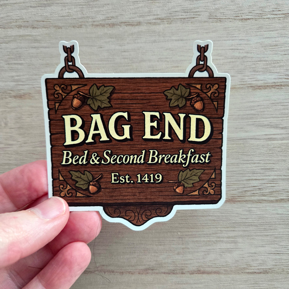 Bag End Hobbit Sign Sticker - Lord of the Rings Bed & 2nd Breakfast Vinyl Decal
