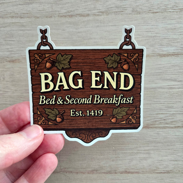 Bag End Hobbit Sign Sticker - Lord of the Rings Bed & 2nd Breakfast Vinyl Decal
