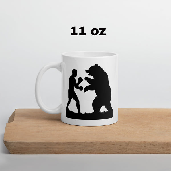 Boxing Bear Mug - Funny Motivational Quote Coffee Cup for Men Dad Fighter Outdoorsman - Adventure Gift