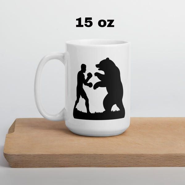 Boxing Bear Mug - Funny Motivational Quote Coffee Cup for Men Dad Fighter Outdoorsman - Adventure Gift