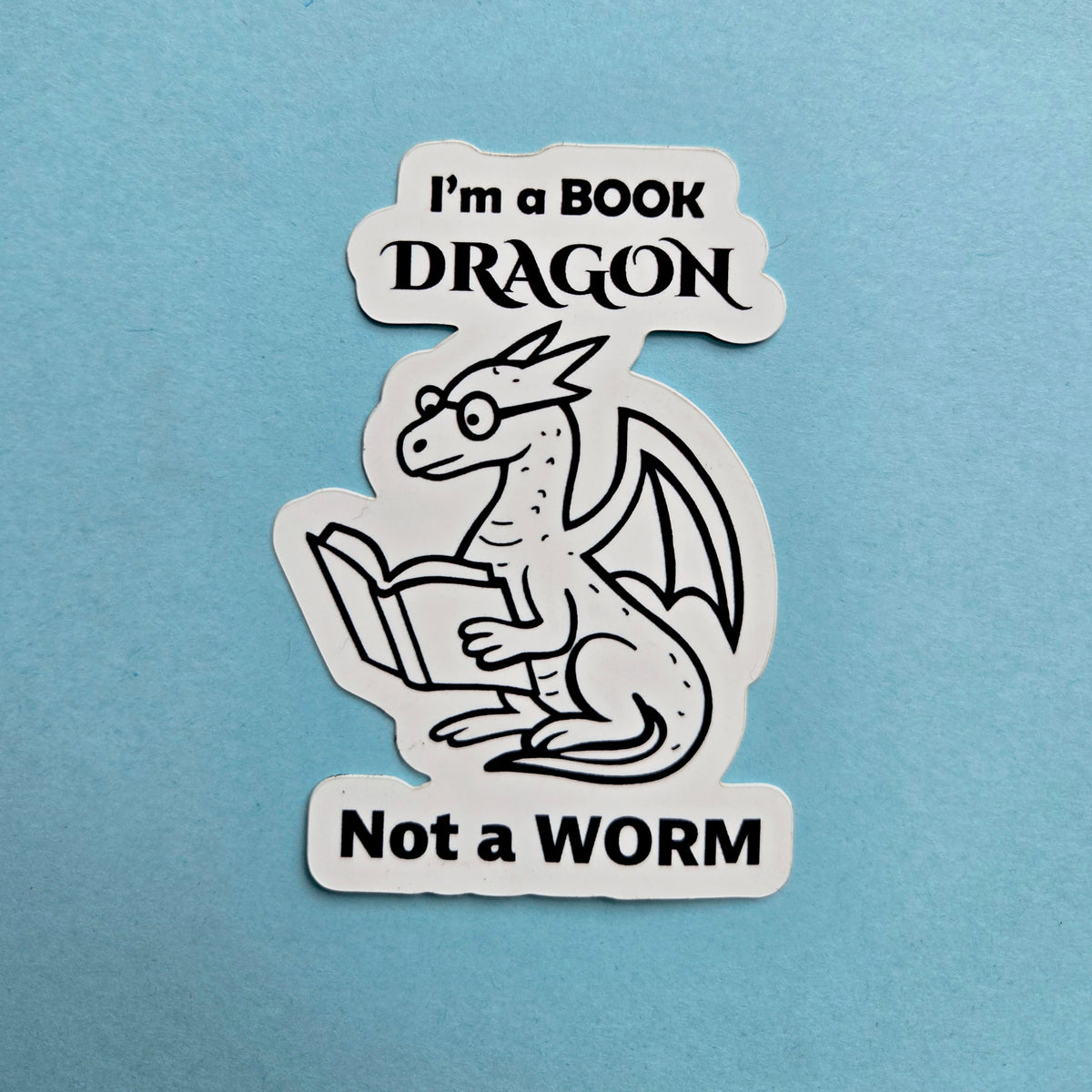 Book Dragon Sticker - Book Lover Gift - Reading Vinyl Decal - Waterproof Bookworm Dragon
