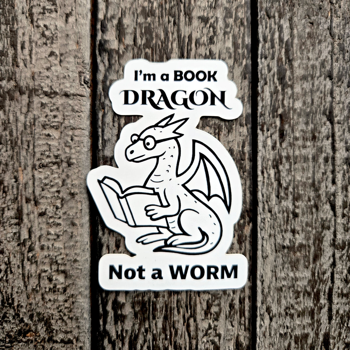 Book Dragon Sticker - Book Lover Gift - Reading Vinyl Decal - Waterproof Bookworm Dragon