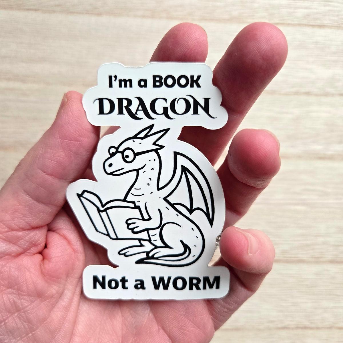 Book Dragon Sticker - Book Lover Gift - Reading Vinyl Decal - Waterproof Bookworm Dragon