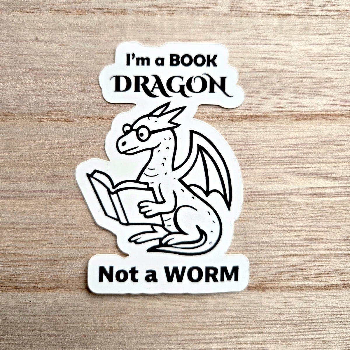 Book Dragon Sticker - Book Lover Gift - Reading Vinyl Decal - Waterproof Bookworm Dragon