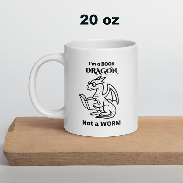 Book Dragon Mug - Book Lover Gift - Funny Bookworm Coffee Cup for Librarian Teacher Reader - 11oz 15oz 20oz Ceramic