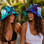 Reversible Bucket Hat - Blue Hawaiian Floral Sun Hat