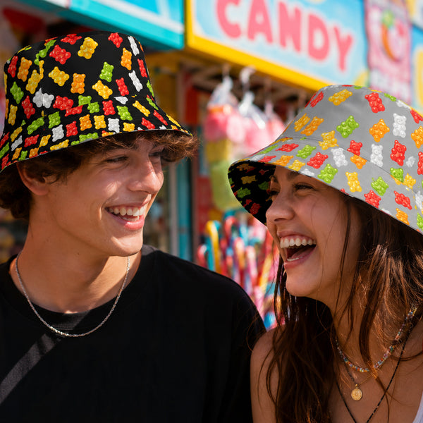 Reversible Gummy Bear Bucket Hat - Candy Lover Festival Headwear - All Over Print
