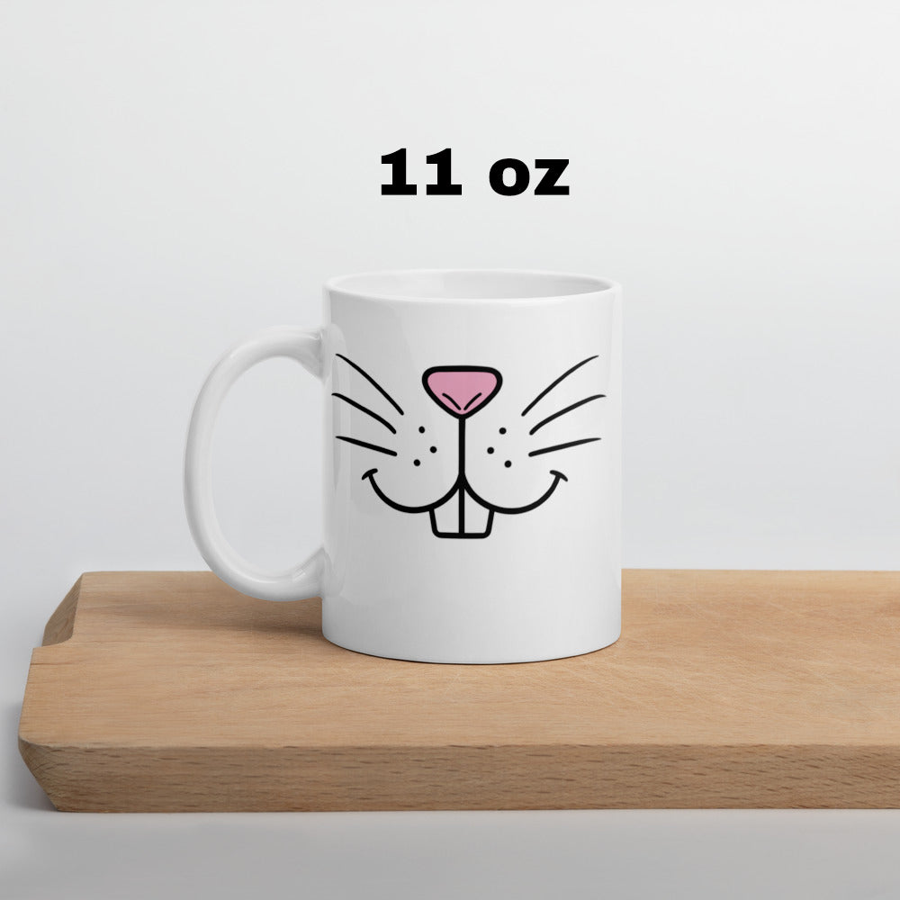 Funny Coffee Mug - Bunny Face Ceramic Mug - Cute Animal Mug - Novelty Gift - Rabbit Lover Gift