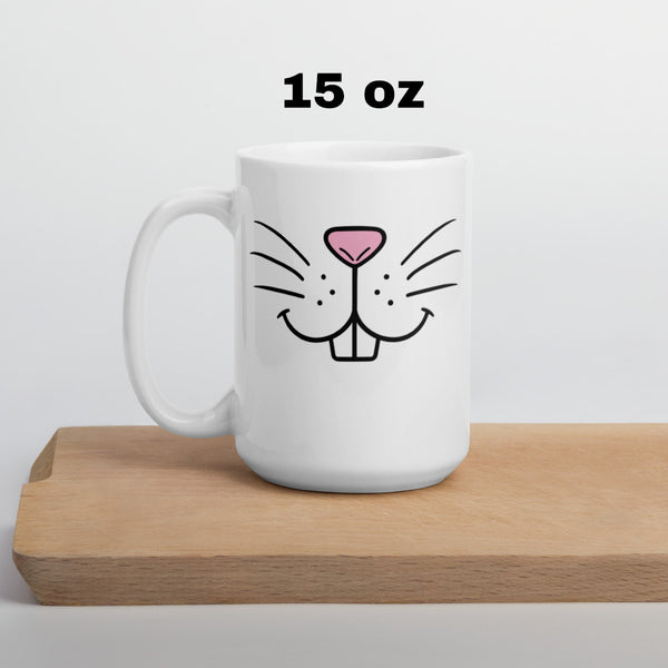 Funny Coffee Mug - Bunny Face Ceramic Mug - Cute Animal Mug - Novelty Gift - Rabbit Lover Gift