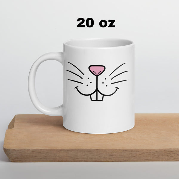 Funny Coffee Mug - Bunny Face Ceramic Mug - Cute Animal Mug - Novelty Gift - Rabbit Lover Gift