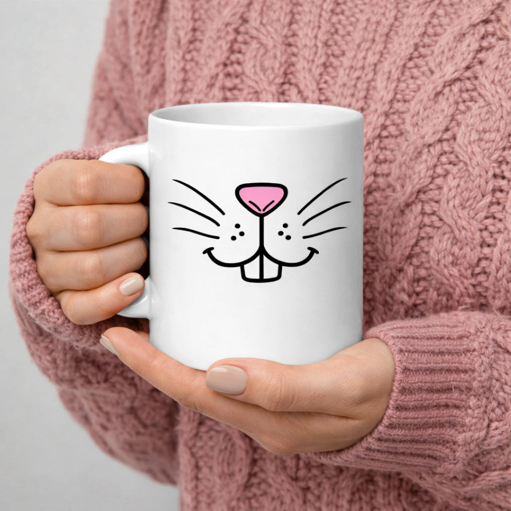 Funny Coffee Mug - Bunny Face Ceramic Mug - Cute Animal Mug - Novelty Gift - Rabbit Lover Gift