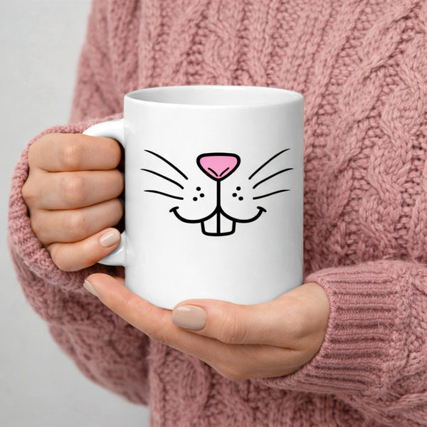 Funny Coffee Mug - Bunny Face Ceramic Mug - Cute Animal Mug - Novelty Gift - Rabbit Lover Gift