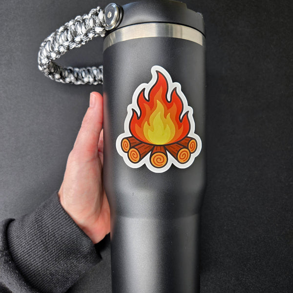 Campfire Sticker - Camping Vinyl Decal - Waterproof Outdoor Adventure Sticker for Hikers, Campers, Nature Lovers