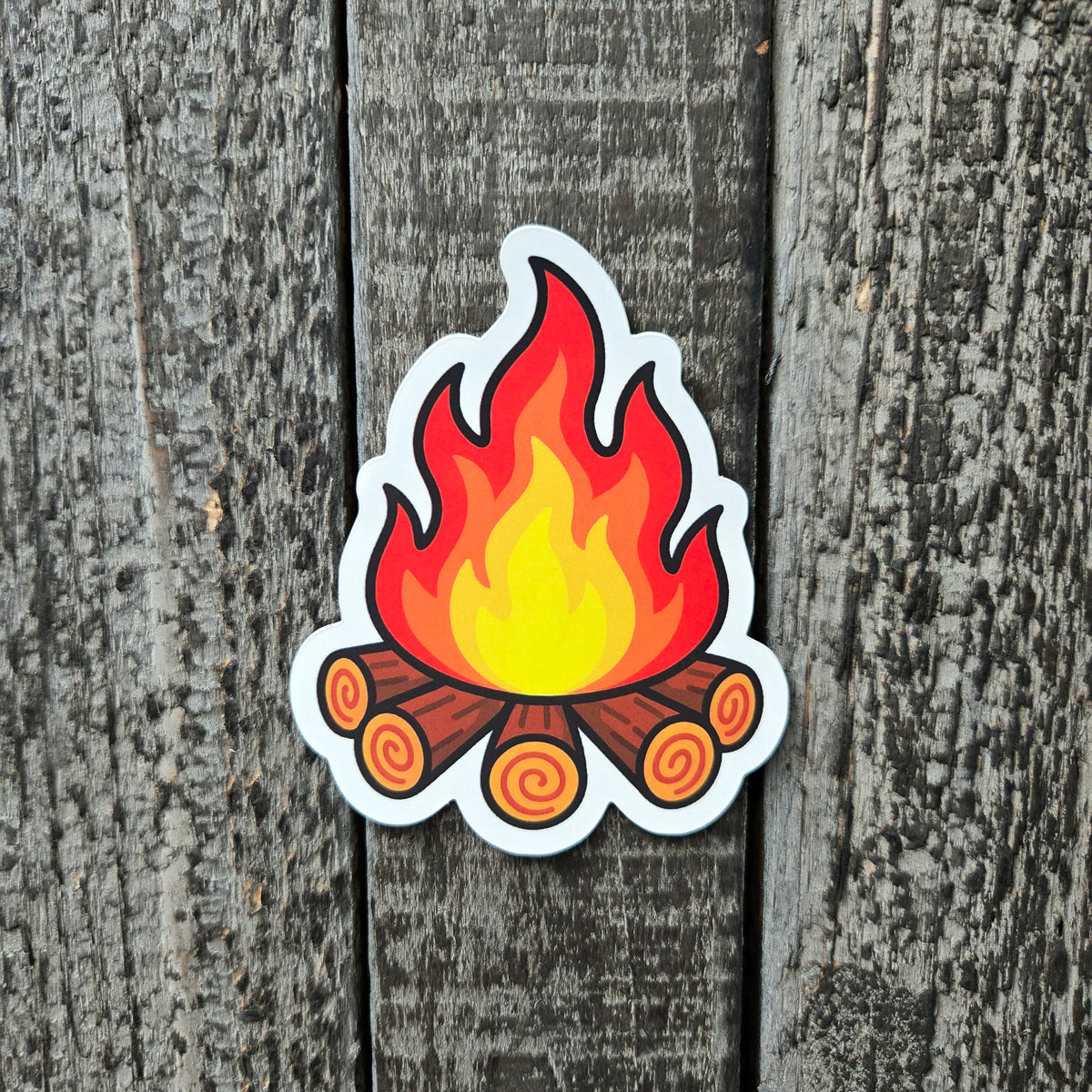 Campfire Sticker - Camping Vinyl Decal - Waterproof Outdoor Adventure Sticker for Hikers, Campers, Nature Lovers