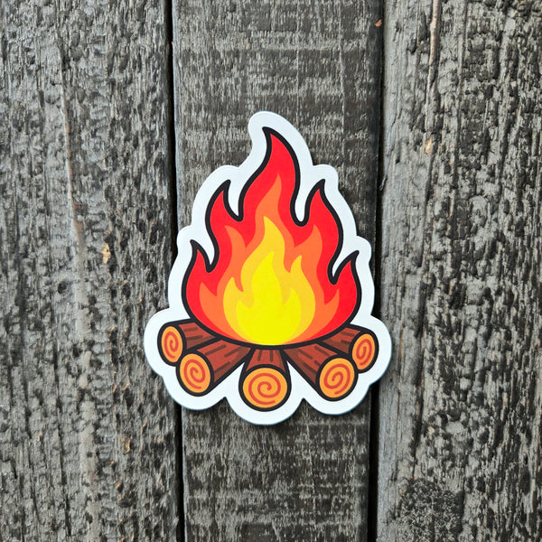 Campfire Sticker - Camping Vinyl Decal - Waterproof Outdoor Adventure Sticker for Hikers, Campers, Nature Lovers