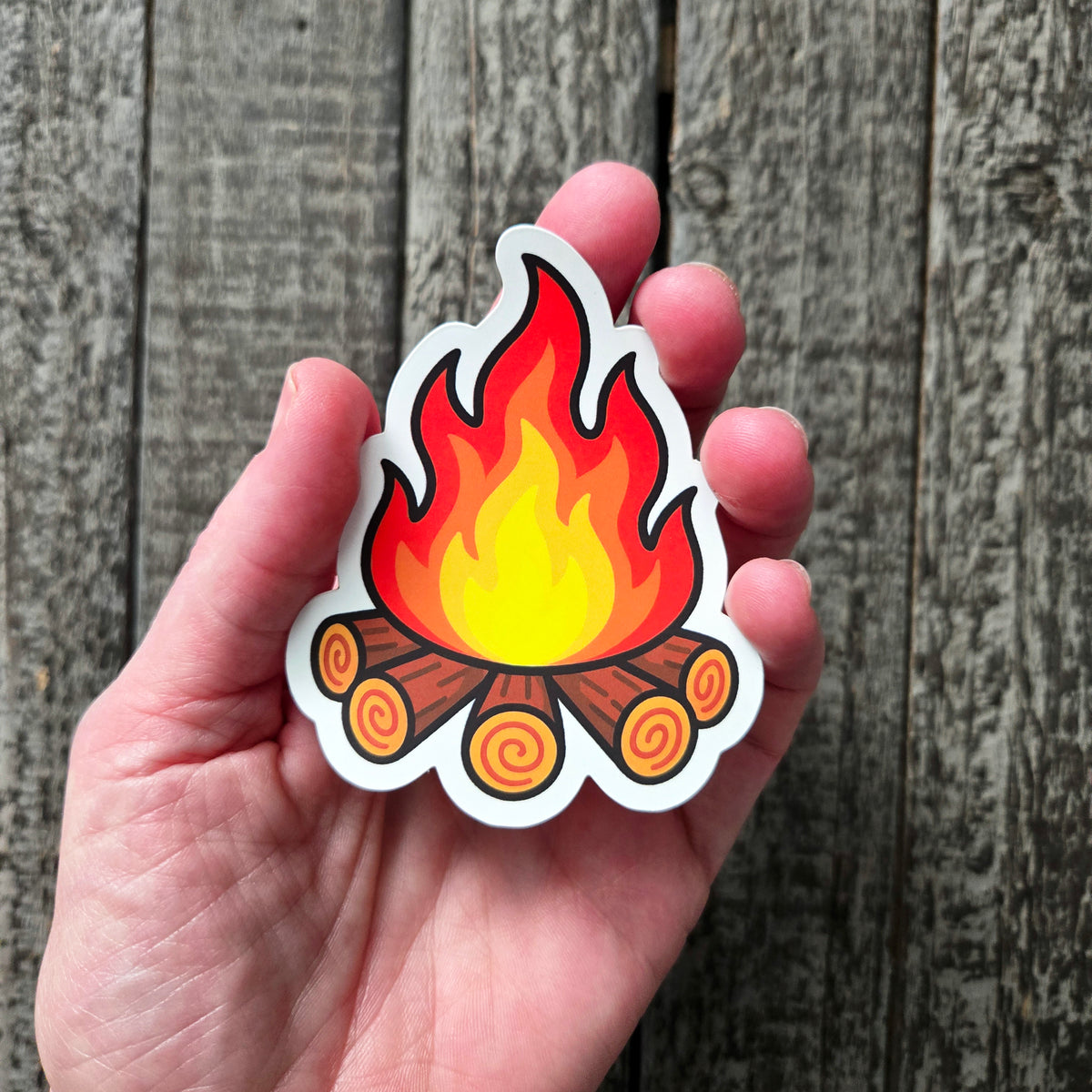 Campfire Sticker - Camping Vinyl Decal - Waterproof Outdoor Adventure Sticker for Hikers, Campers, Nature Lovers