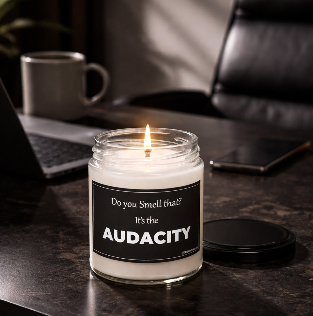 Funny Soy Candle 9 oz - The Audacity Sarcastic Gift for Friend - Adult Humor Gag Gift for Coworker