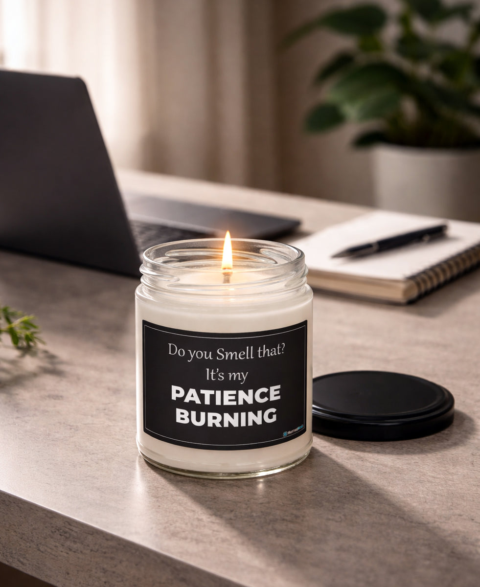 Funny Soy Candle 9 oz - My Patience Burning Sarcastic Gift - Adult Humor Gag Gift for Coworker - Office Humor