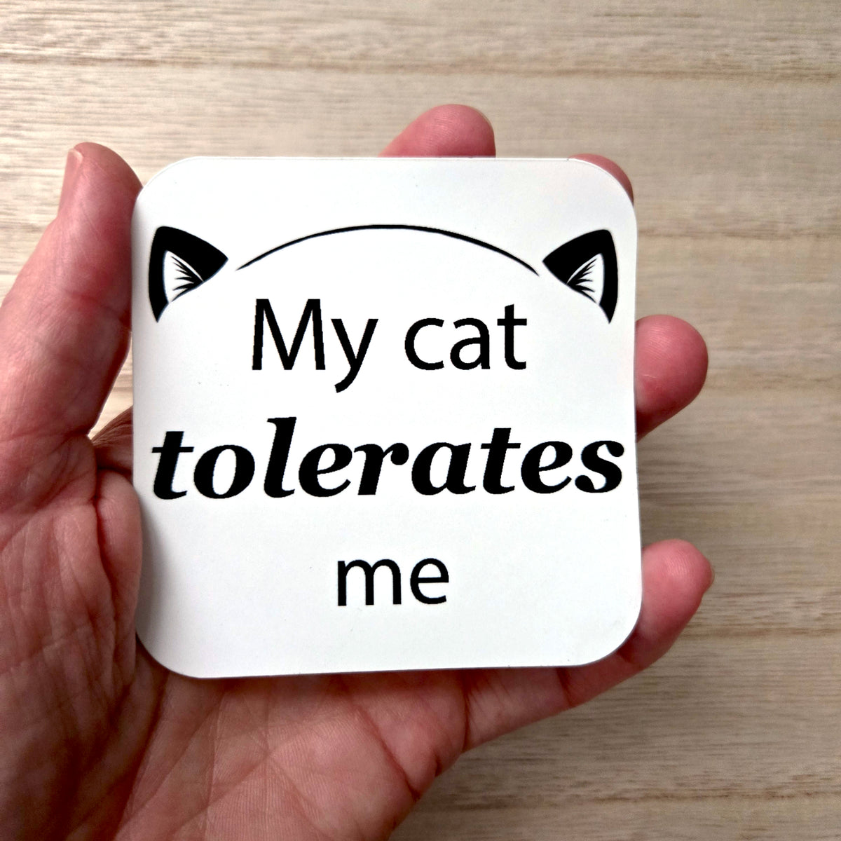 Cat Sticker - My Cat Tolerates Me - Funny Cat Lover Gift for Cat Mom Dad - Waterproof Vinyl Decal