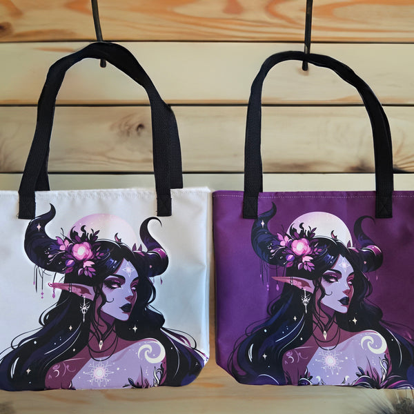 Gothic Horned Fairy Tote Bag - Elven Shoulder Bag