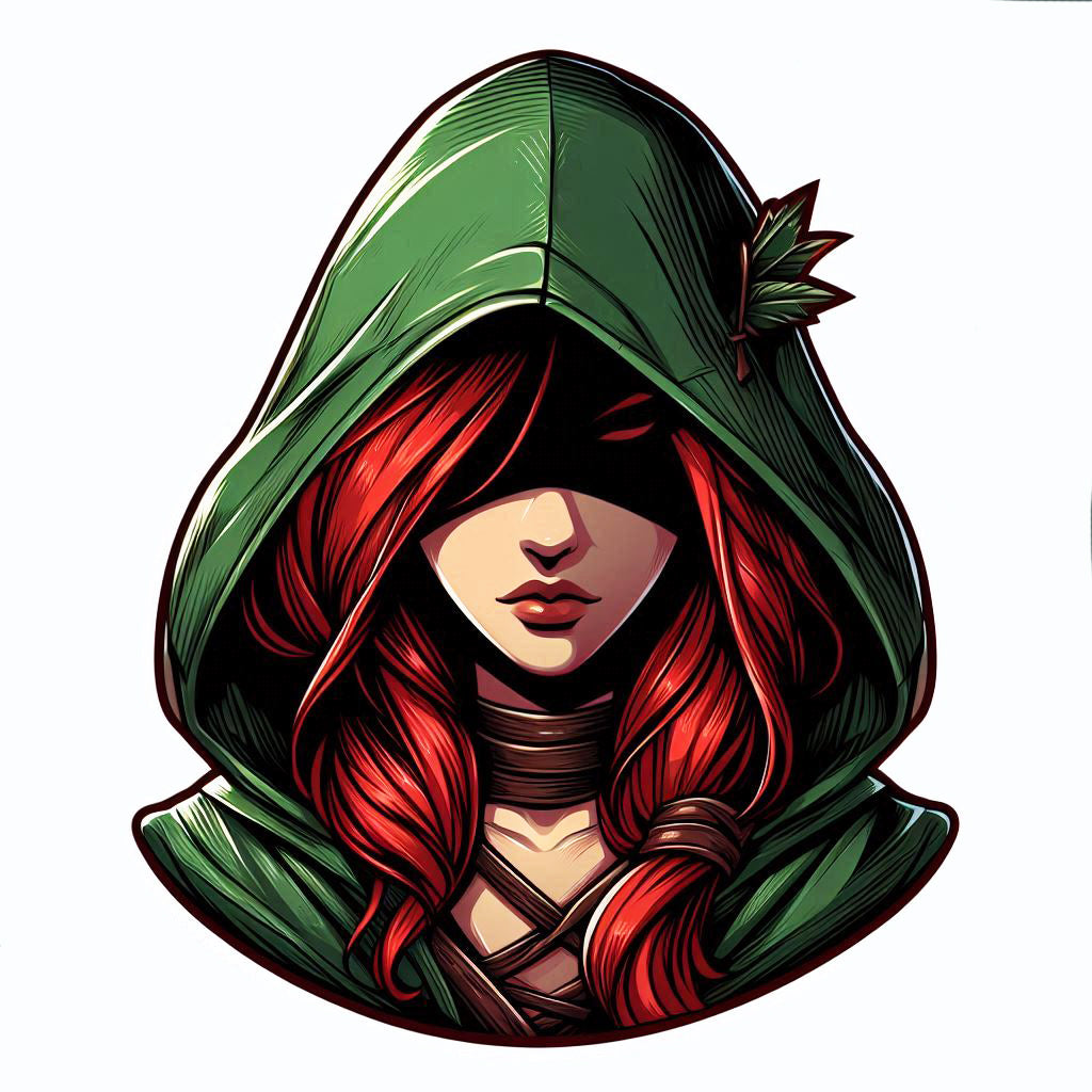 Green Huntress - Fantasy Red Haired Sticker - Vinyl Decal