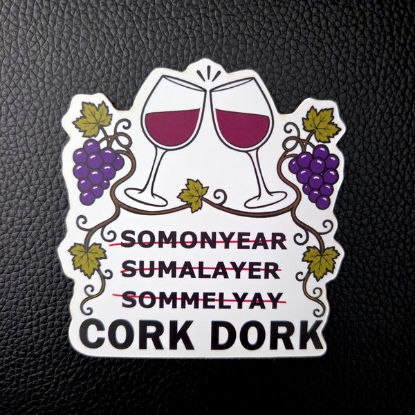 Wine Lover Sticker, Funny Cork Dork Sommelier Vinyl Decal Gift