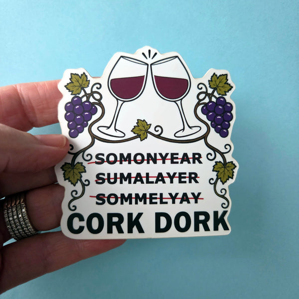 Wine Lover Sticker, Funny Cork Dork Sommelier Vinyl Decal Gift