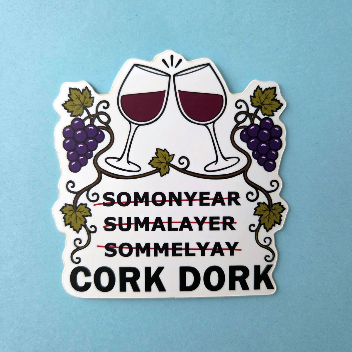 Wine Lover Sticker, Funny Cork Dork Sommelier Vinyl Decal Gift