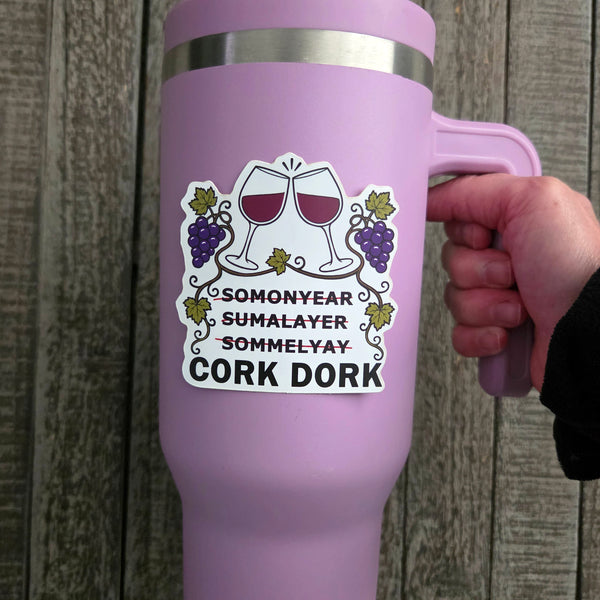 Wine Lover Sticker, Funny Cork Dork Sommelier Vinyl Decal Gift