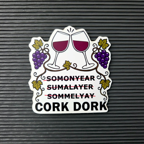 Wine Lover Sticker, Funny Cork Dork Sommelier Vinyl Decal Gift