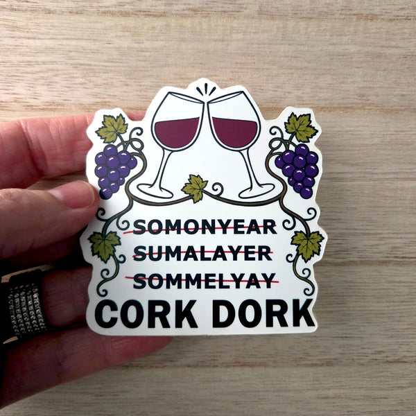 Wine Lover Sticker, Funny Cork Dork Sommelier Vinyl Decal Gift