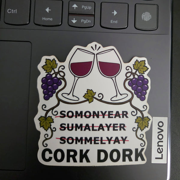 Wine Lover Sticker, Funny Cork Dork Sommelier Vinyl Decal Gift