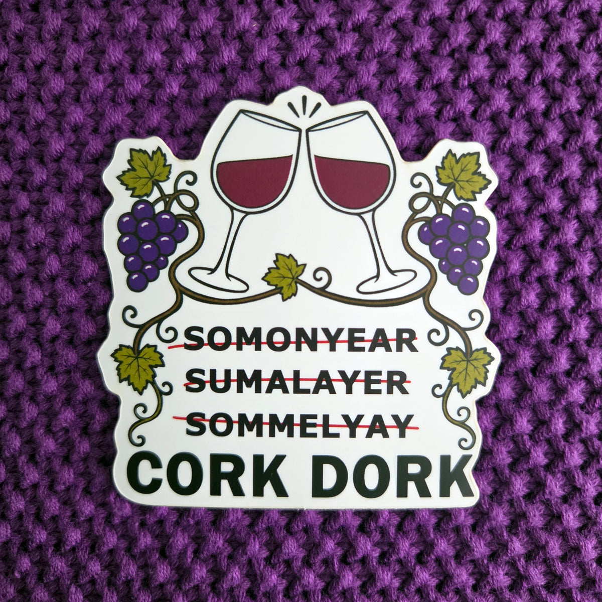 Wine Lover Sticker, Funny Cork Dork Sommelier Vinyl Decal Gift