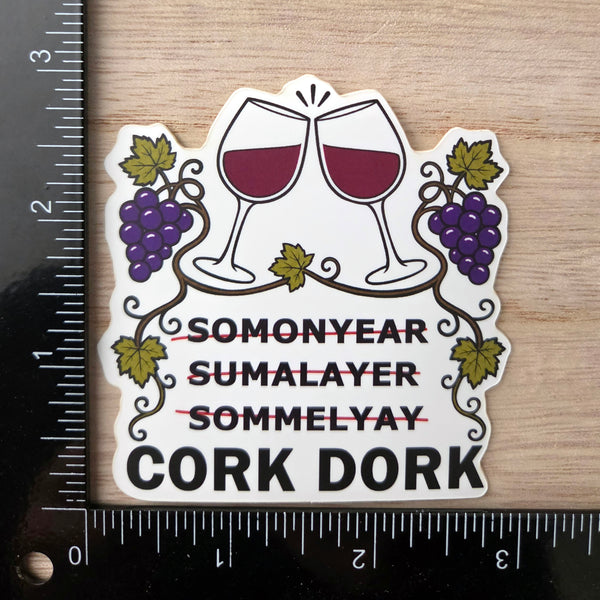 Wine Lover Sticker, Funny Cork Dork Sommelier Vinyl Decal Gift