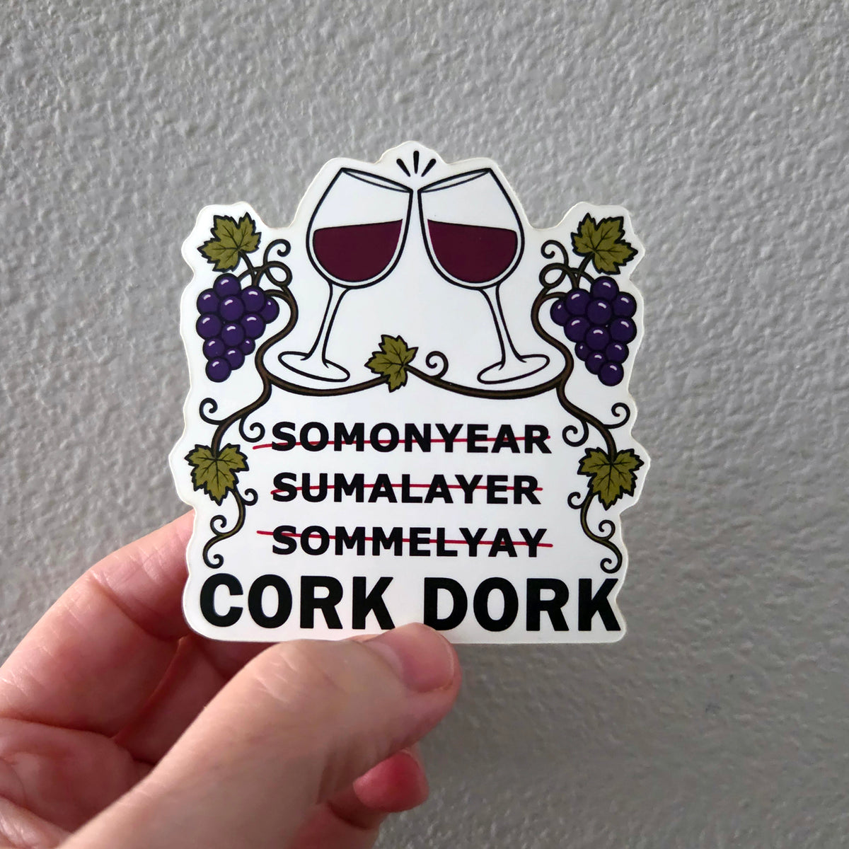 Wine Lover Sticker, Funny Cork Dork Sommelier Vinyl Decal Gift