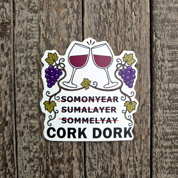 Wine Lover Sticker, Funny Cork Dork Sommelier Vinyl Decal Gift