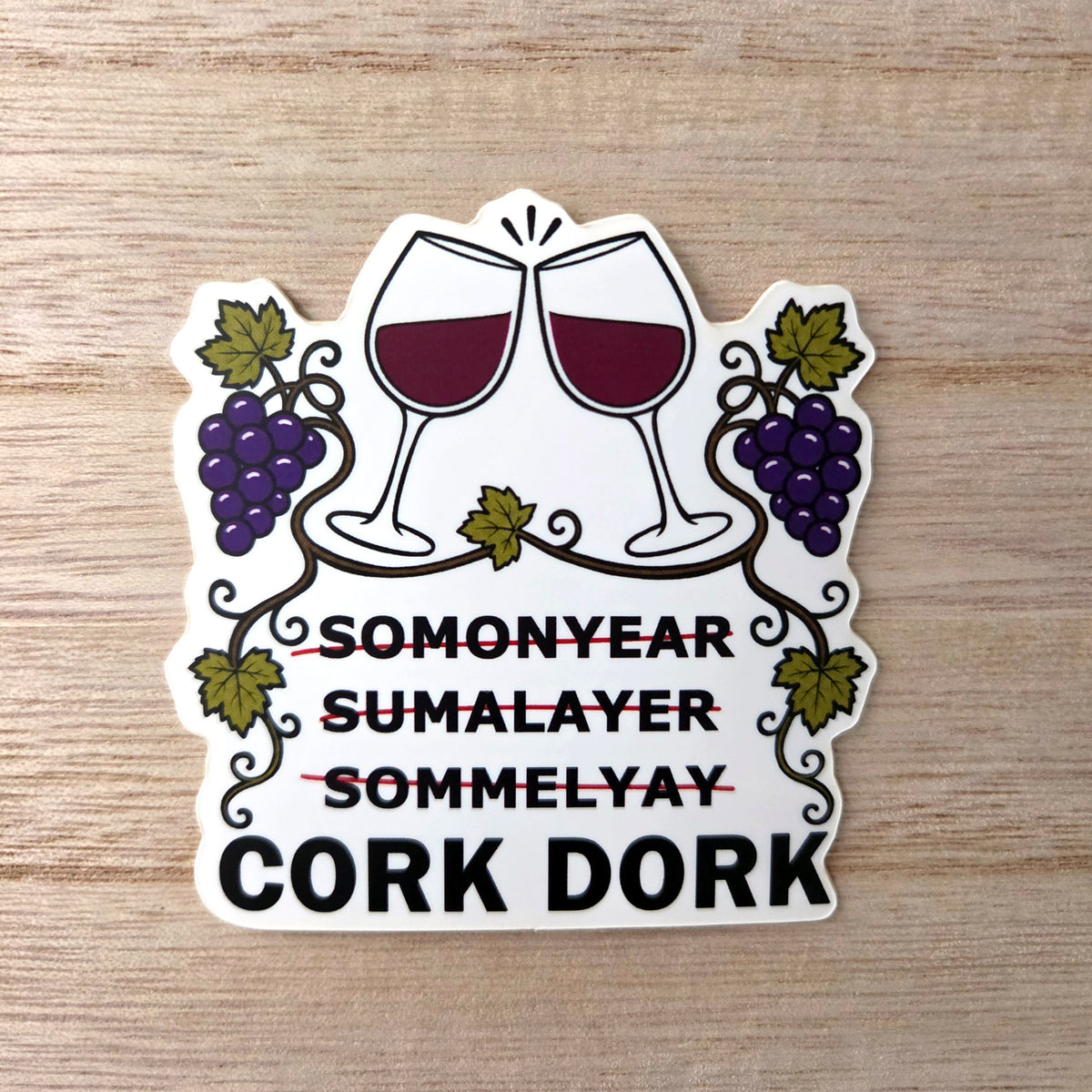 Wine Lover Sticker, Funny Cork Dork Sommelier Vinyl Decal Gift