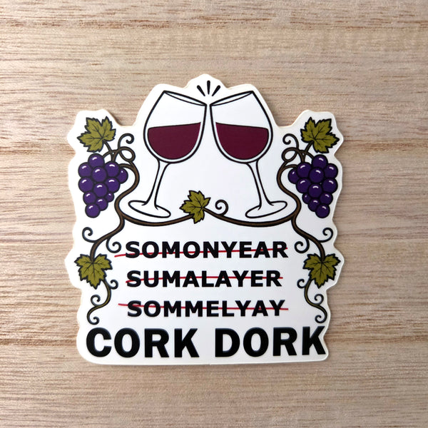 Wine Lover Sticker, Funny Cork Dork Sommelier Vinyl Decal Gift